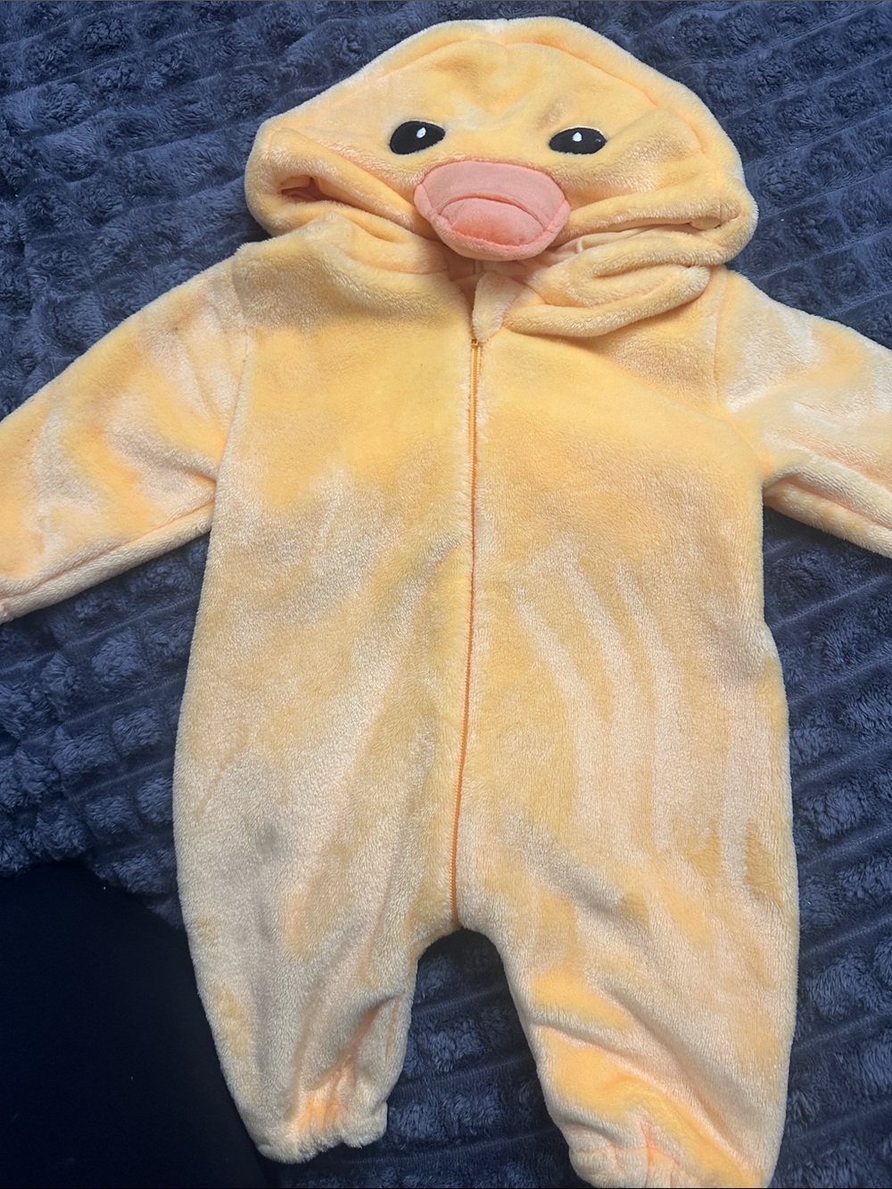 Cozy Yellow Duck Hooded Baby One-Piece Footie